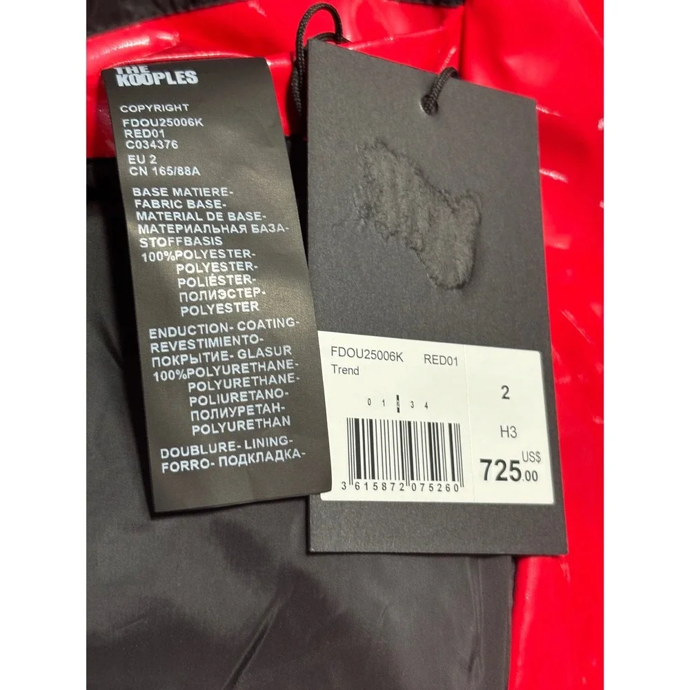 The Kooples NEW Women's Glossy‎ Puffer Coat Red Size FR 2/US Medium MSRP $725